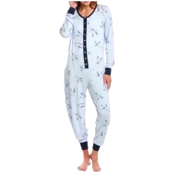Hale Bob Light Blue Poodle Pajama Onesie size Small NWT $129